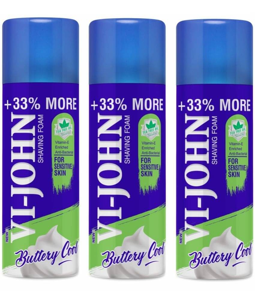 VI-JOHN Sensitive Skin Shaving Foam Enriched With Vitamin E,Tea Tree Oil 400g (1200g) Pack of 3 VI-JOHN Sensitive Skin Shaving Foam Enriched With Vitamin E,Tea Tree Oil 400g (1200g) Pack of 3