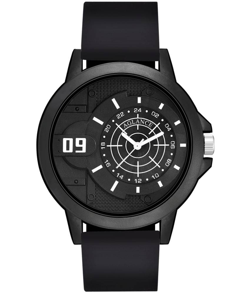     			Aglance Black Silicon Analog Men's Watch