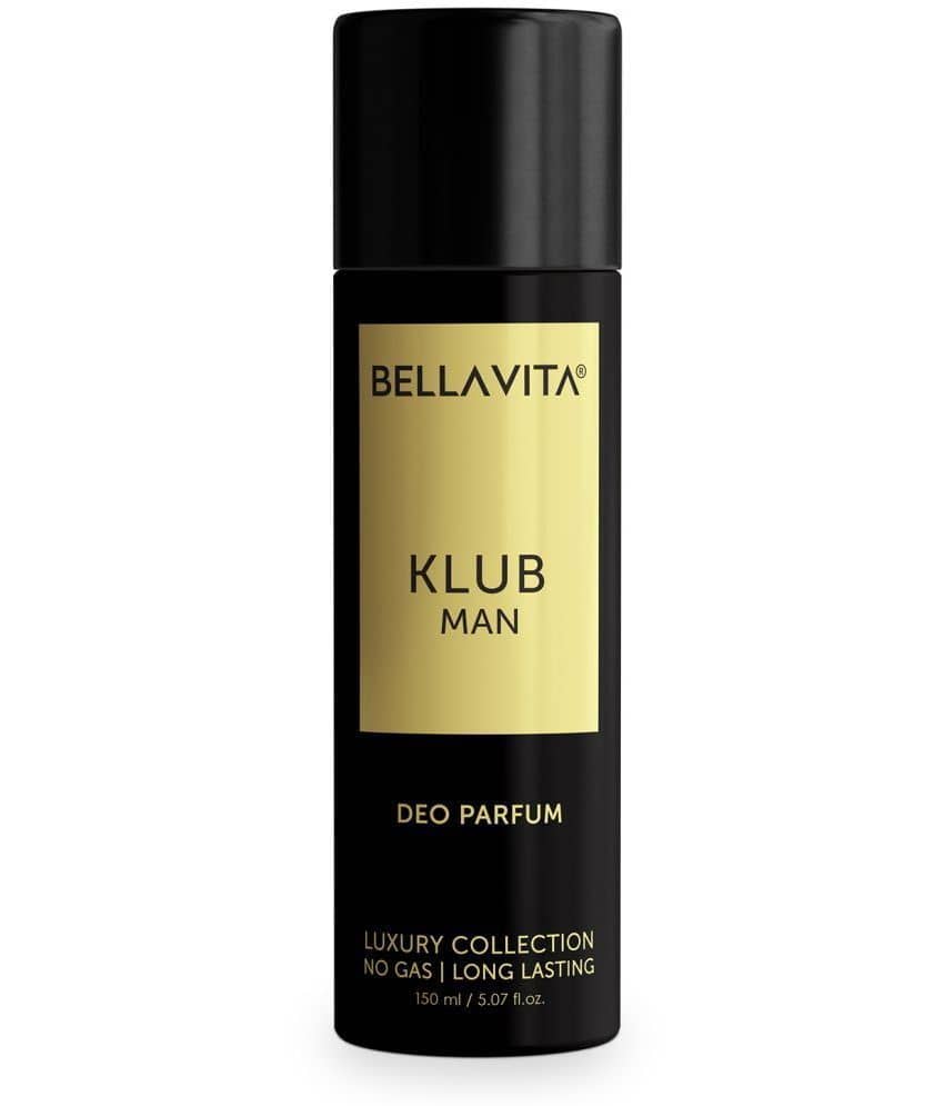 Bella Vita KLUB Men Body Perfume 150ml No Gas Deo for Men Spicy and Musky Fragrance with Refreshing Lemon Rose Petals & Warm Vanilla Notes