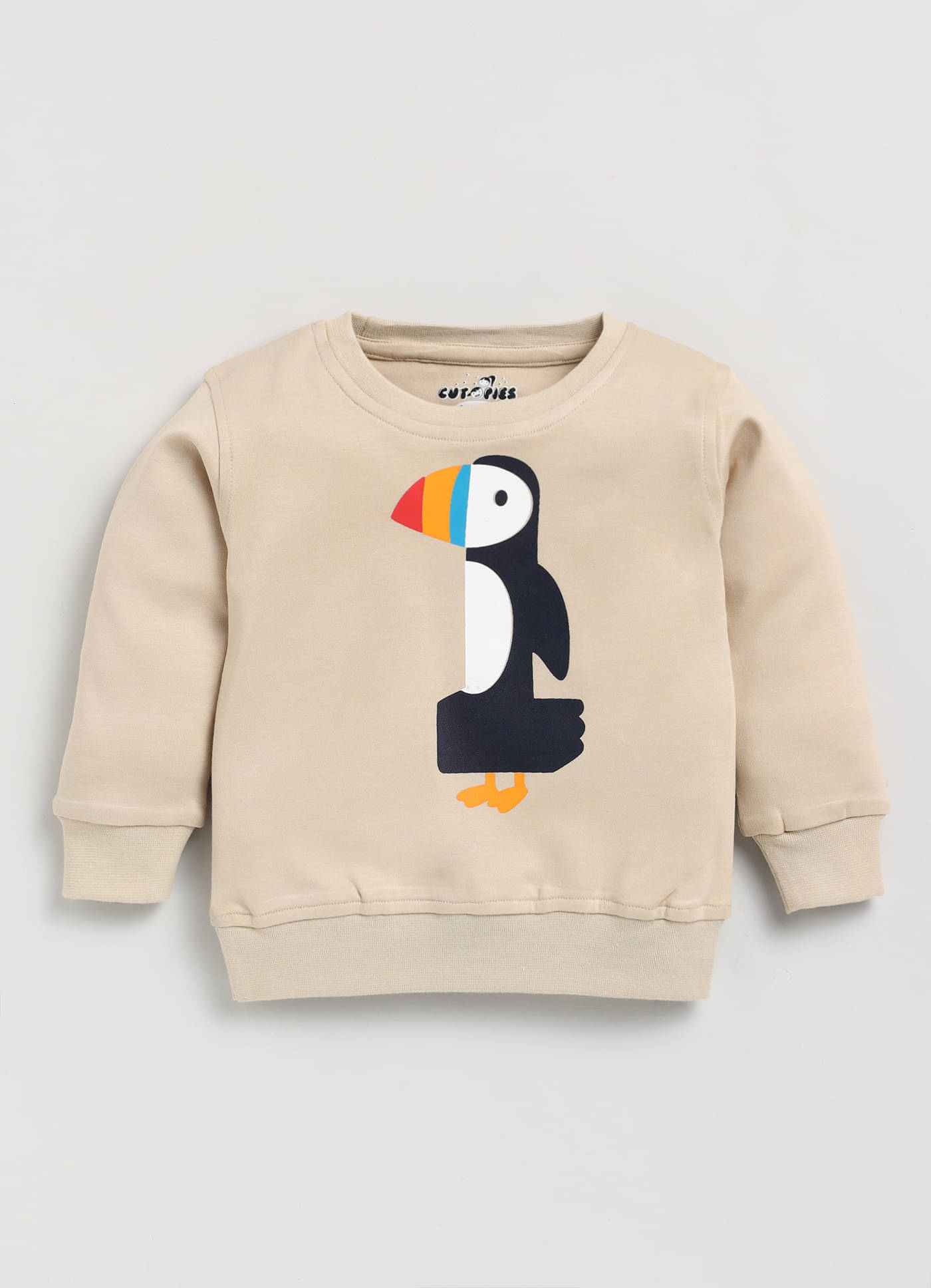     			Cutopies Baby Boys Beige Graphic Print Full-Sleeve Sweatshirt (Pack of 1)