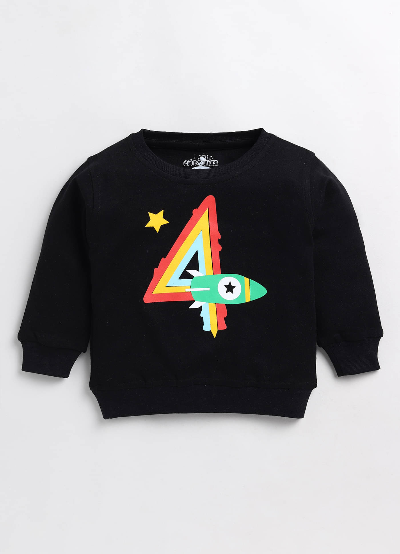     			Cutopies Baby Boys Black Graphic Print Full-Sleeve Sweatshirt (Pack of 1)