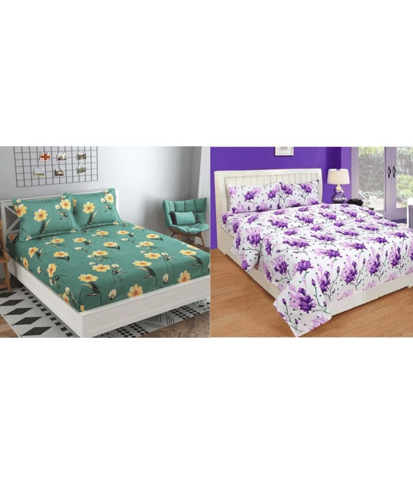 Decent Home Microfiber Double Bedsheet ( Multicolor ) Decent Home Microfiber Double Bedsheet ( Multicolor )