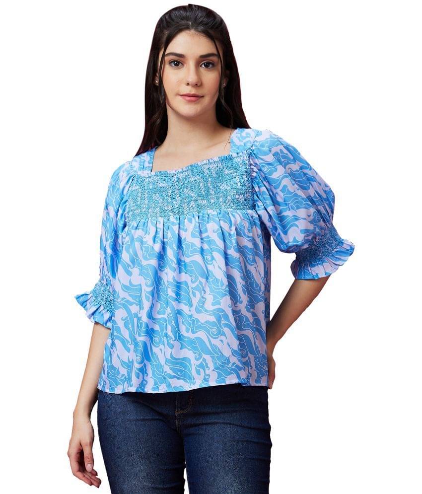     			Globus Blue Viscose Women's Regular Top ( Pack of 1 )