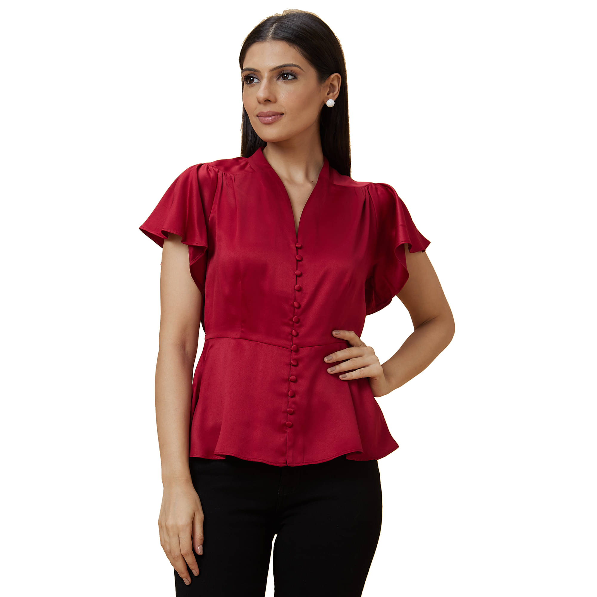 Globus Red Polyester Women's Regular Top ( Pack of 1 ) Globus Red Polyester Women's Regular Top ( Pack of 1 )