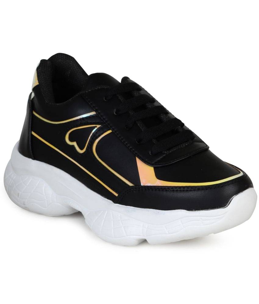     			Ishransh Black Women's Sneakers