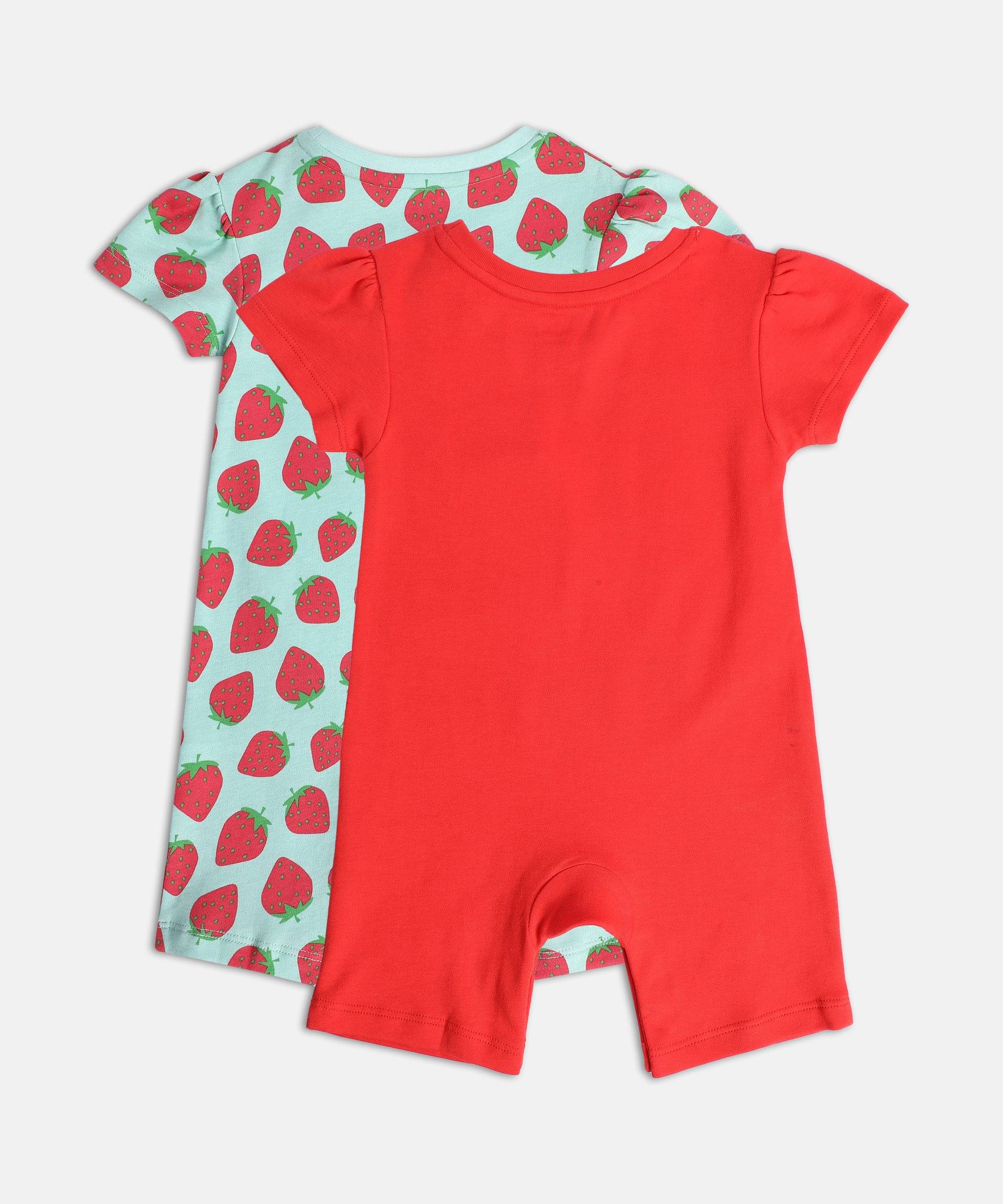 MINI KLUB - Multi Color Cotton Rompers For Baby Girl ( Pack of 1 ) MINI KLUB - Multi Color Cotton Rompers For Baby Girl ( Pack of 1 )