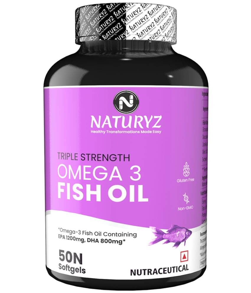 NATURYZ Triple Strength Omega 3 Fish Oil 2500 Mg with Highest EPA 1200mg, DHA 800mg - 50 Softgels NATURYZ Triple Strength Omega 3 Fish Oil 2500 Mg with Highest EPA 1200mg, DHA 800mg - 50 Softgels