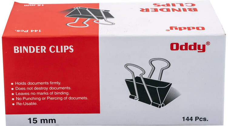     			Oddy Clip Series Medium Metal Binder Clip (Set of 144, Black)