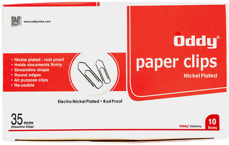     			Oddy Clip Series Medium Metal Paper Clip (Set of 1000, Steel Colour)