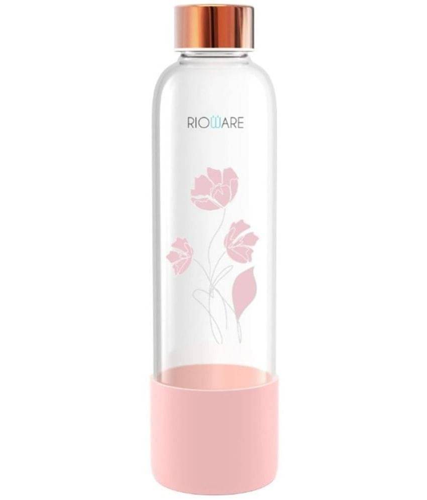     			Rioware Borosilicate Glass Water Bottle| office bottle | Pink Water Bottle 750 mL ( Set of 1 )