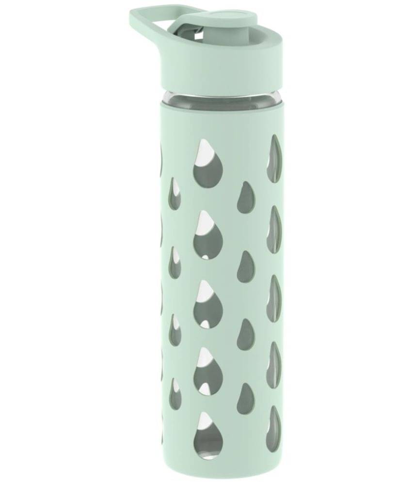     			Rioware Quicksip Borosilicate Glass Water Bottle Green Water Bottle 550 mL ( Set of 1 )