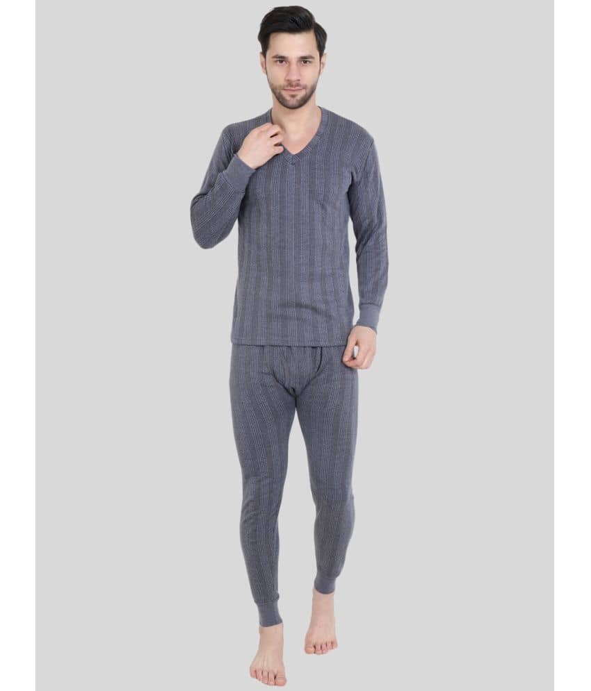 Zeffit Pack of 1 Cotton Thermal Sets For Men's ( Navy Blue )