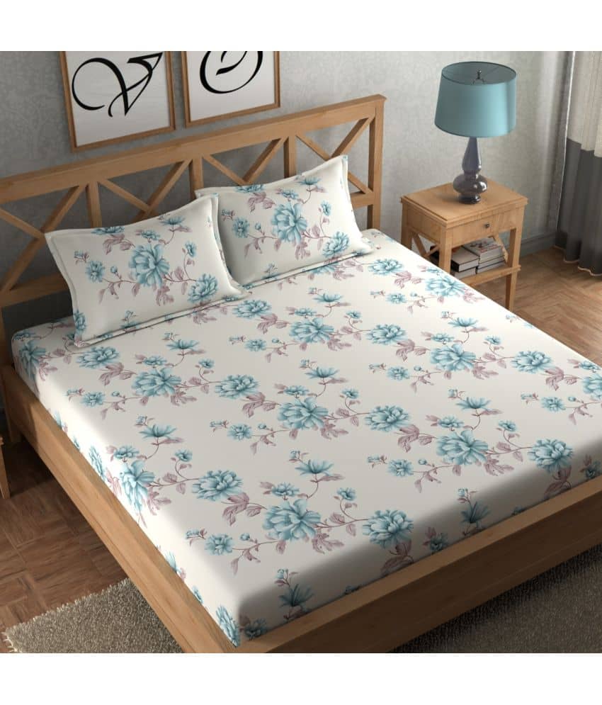 chhavi india Poly Cotton Double Bedsheet ( White )