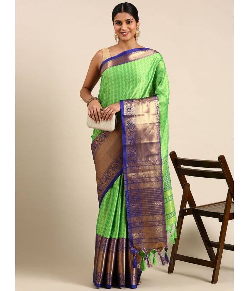 Aika Cotton Silk Self Design Saree With Unstitched Blouse Piece ( Fluorescent Green ) Aika Cotton Silk Self Design Saree With Unstitched Blouse Piece ( Fluorescent Green )
