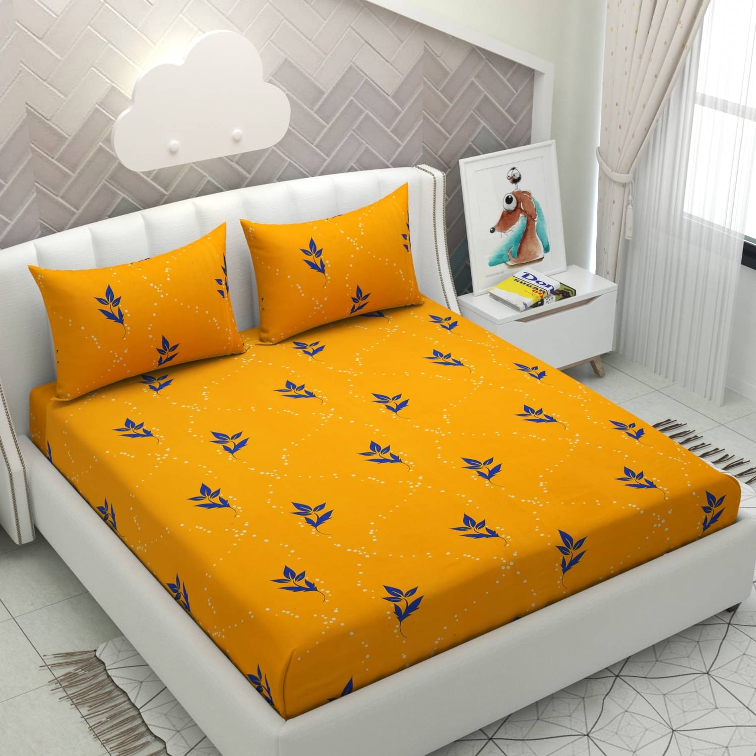     			Apala Microfiber Double Bedsheet ( Yellow )