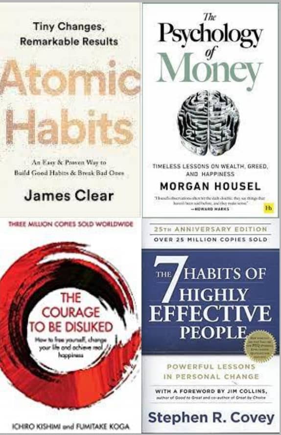 Atomic Habits + The Psychology of Money+ The Courage To Be Disliked + 7 Habits - Stationery | Buy online on ZillyBuy