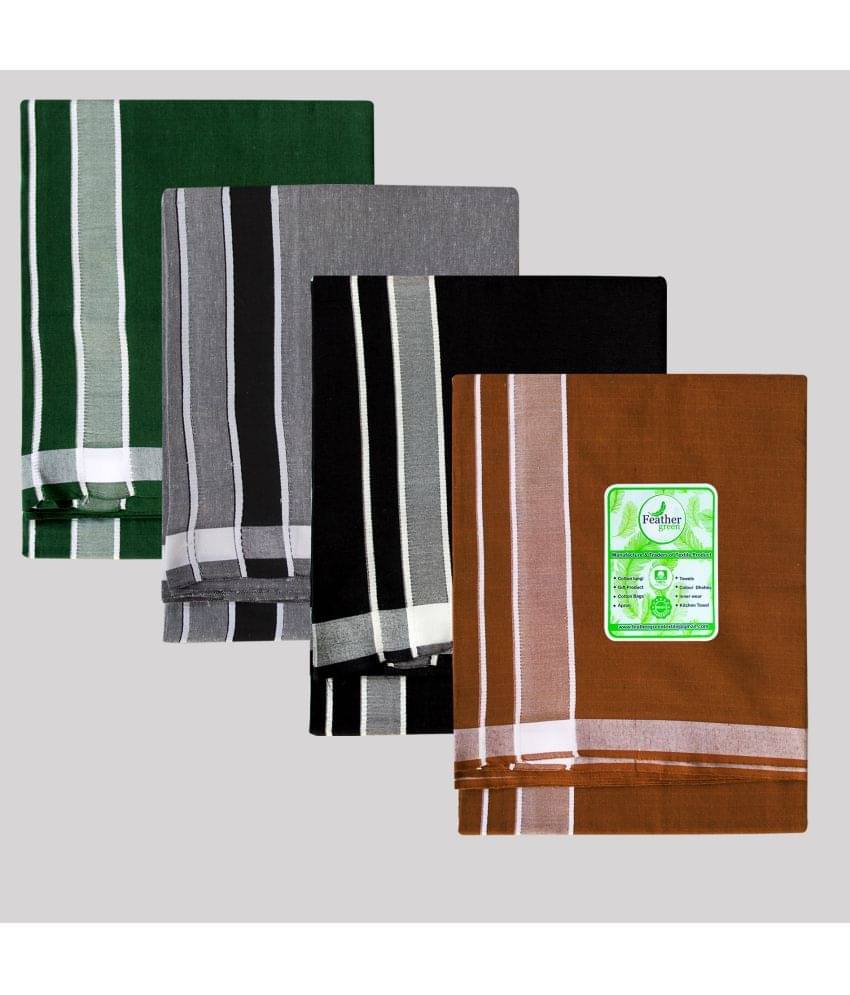 Feather Green - Multicolor Cotton Men's Lungi ( Pack of 4 ) Feather Green - Multicolor Cotton Men's Lungi ( Pack of 4 )