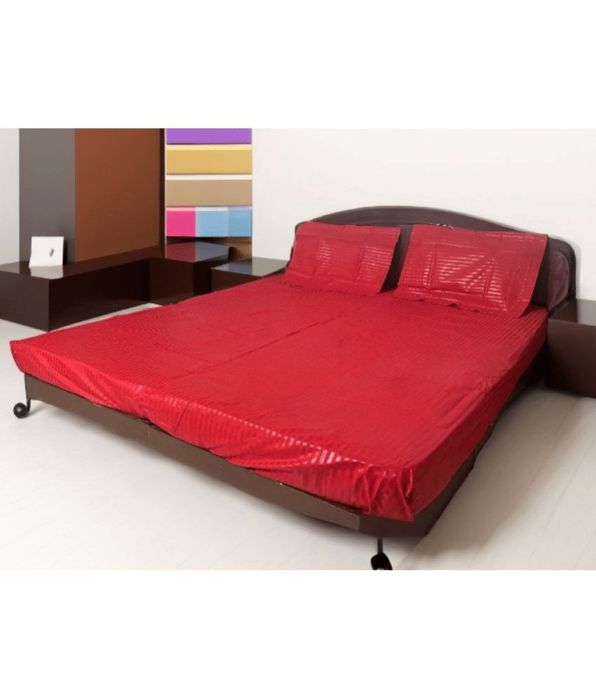     			Finesse Decor Cotton Double Bedsheet ( Red )