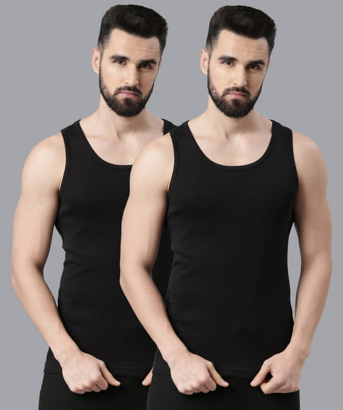 Force NXT Pack of 2 Cotton Sleeveless vest For Men ( Black ) - Nightwear & Loungewear | Buy online on ZillyBuy