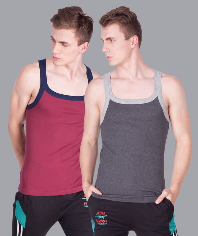     			Force NXT Pack of 2 Cotton Sleeveless vest For Men ( Multicolor )