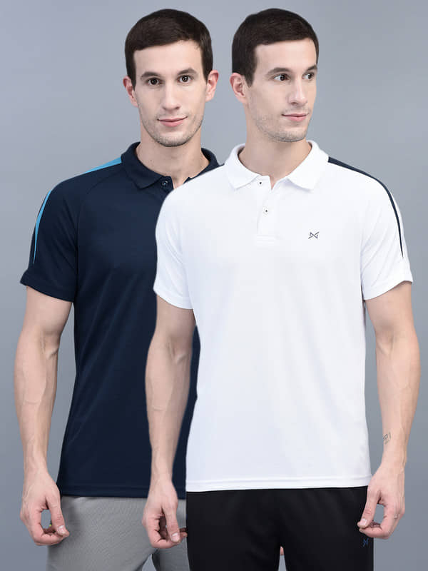 Force NXT Pack of 2 Polyester Regular Fit Colorblock Half Sleeves Men's Polo T Shirt ( Multicolor )