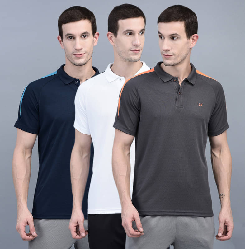 Force NXT Pack of 3 Polyester Regular Fit Solid Half Sleeves Men's Polo T Shirt ( Multicolor ) Force NXT Pack of 3 Polyester Regular Fit Solid Half Sleeves Men's Polo T Shirt ( Multicolor )