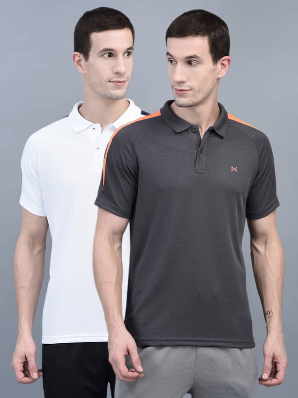     			Force NXT Pack of 2 Polyester Regular Fit Colorblock Half Sleeves Men's Polo T Shirt ( Multicolor )