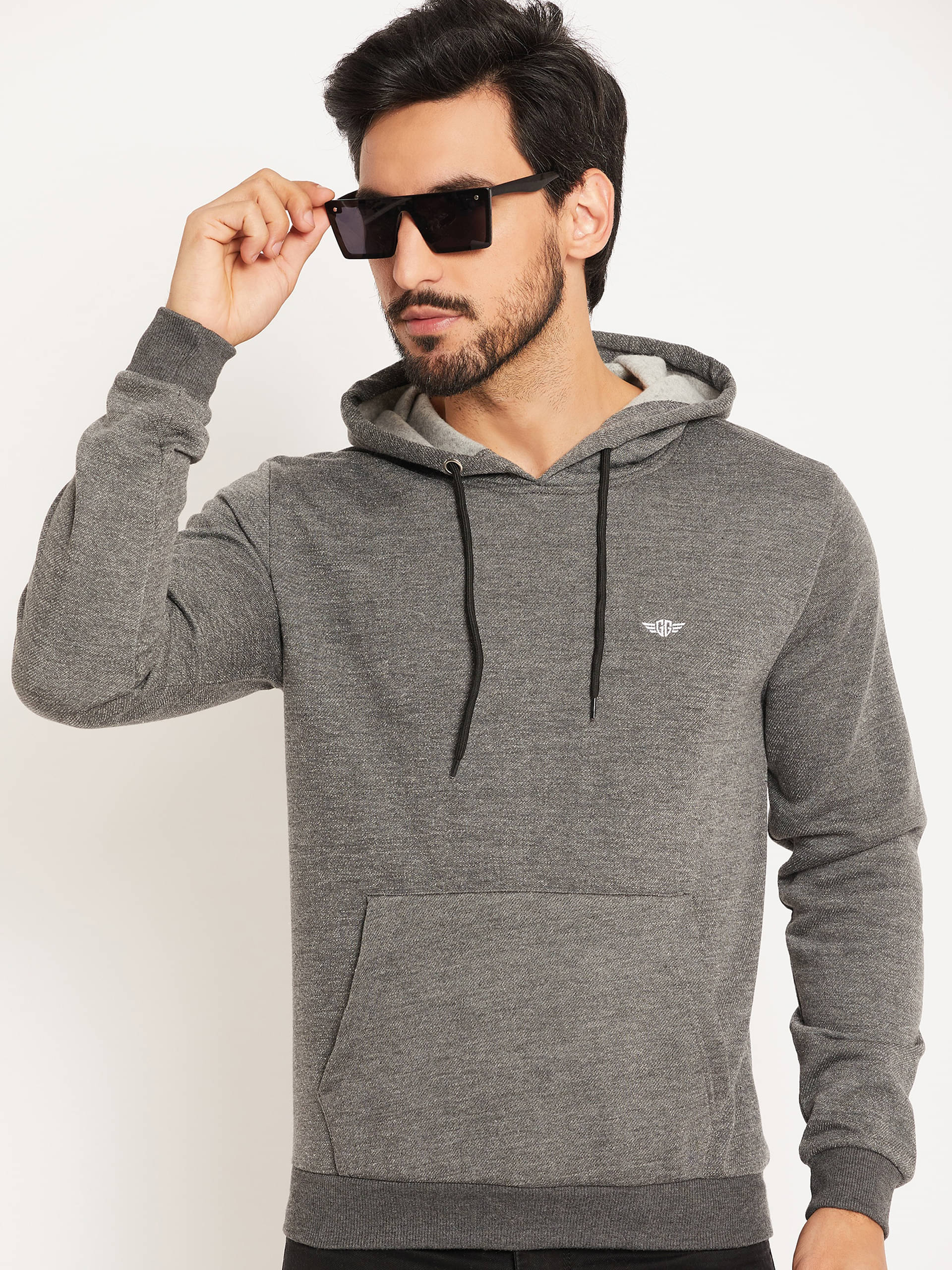     			GET GOLF Cotton Blend Hooded Men's Sweatshirt - Dark Grey ( Pack of 1 )