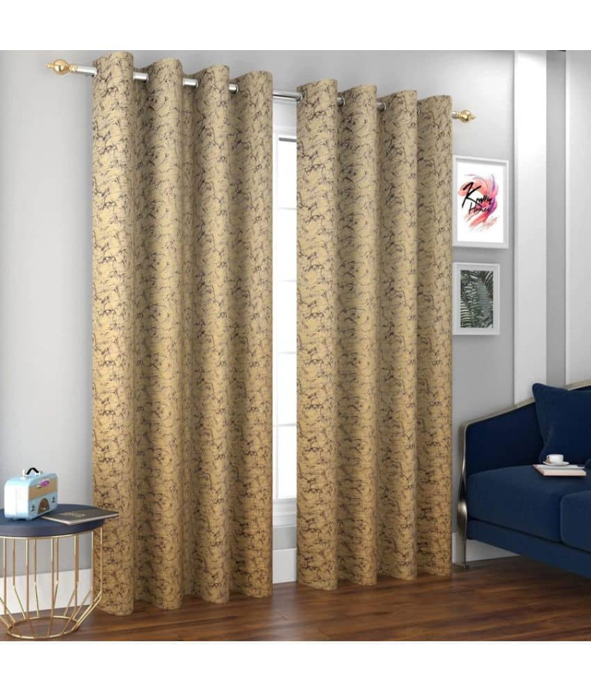 Kraftiq Homes Abstract Blackout Eyelet Curtain 9 ft ( Pack of 2 ) - Beige