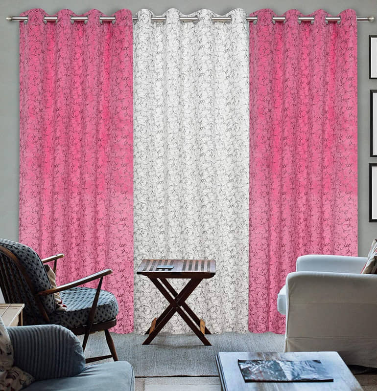Kraftiq Homes Abstract Blackout Eyelet Curtain 9 ft ( Pack of 3 ) - Multicolor