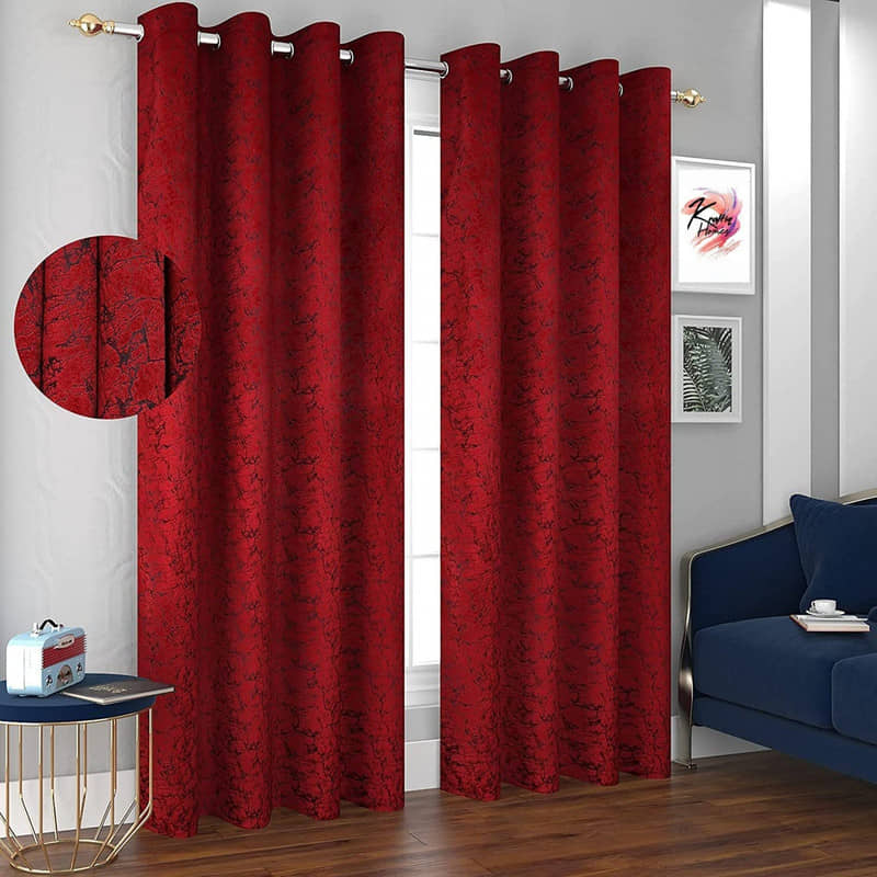 Kraftiq Homes Abstract Blackout Eyelet Curtain 6 ft ( Pack of 2 ) - Maroon