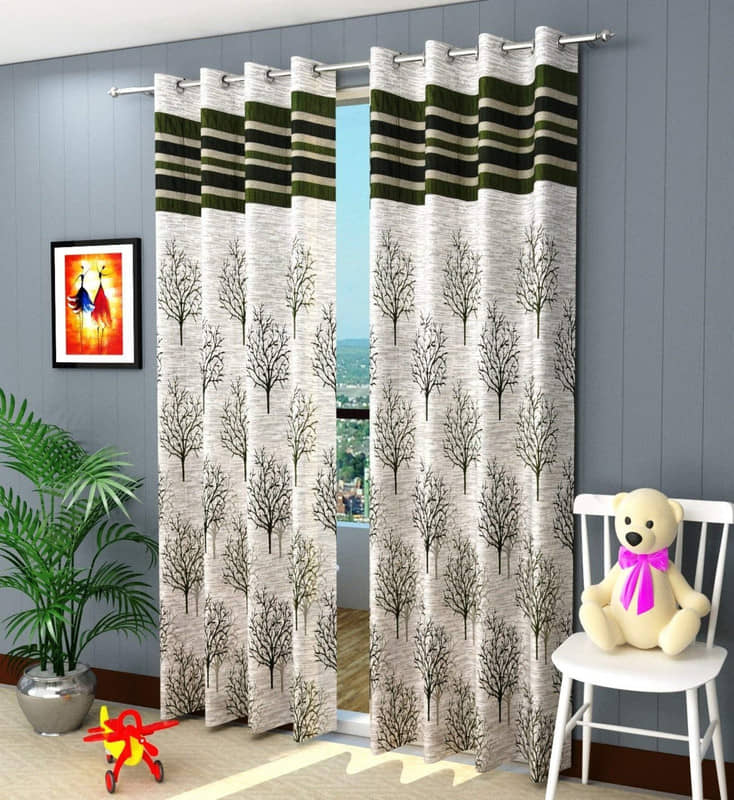 Kraftiq Homes Embroidered Blackout Eyelet Curtain 5 ft ( Pack of 2 ) - Green