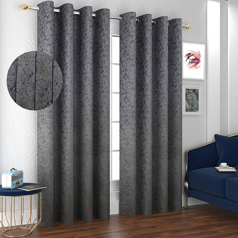Kraftiq Homes Abstract Blackout Eyelet Curtain 9 ft ( Pack of 2 ) - Light Grey