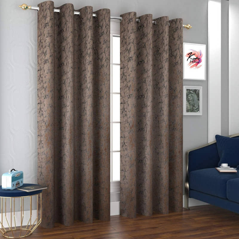 Kraftiq Homes Abstract Blackout Eyelet Curtain 5 ft ( Pack of 2 ) - Brown