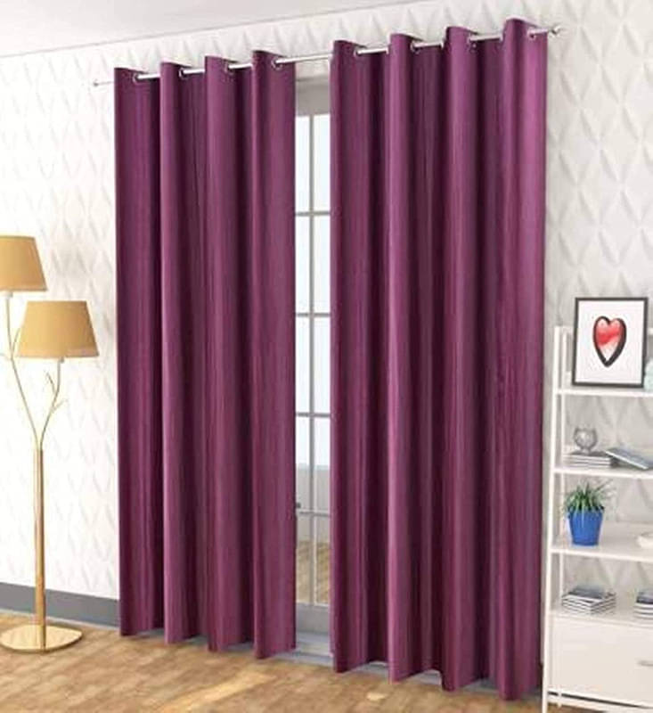 Kraftiq Homes Solid Semi-Transparent Eyelet Curtain 5 ft ( Pack of 2 ) - Purple Kraftiq Homes Solid Semi-Transparent Eyelet Curtain 5 ft ( Pack of 2 ) - Purple