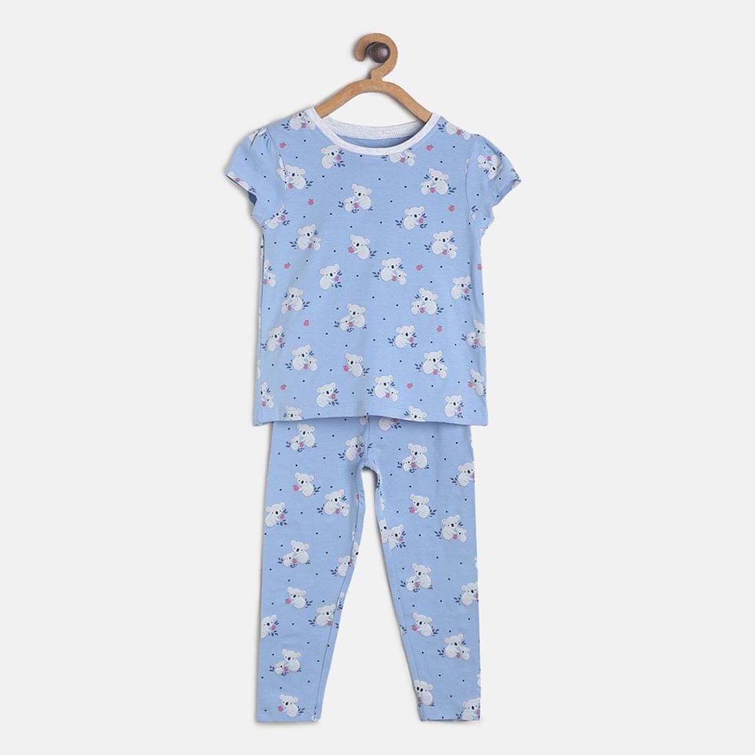     			MINI KLUB Pack of 1 Baby Girls Cotton T-Shirt & Trouser ( Blue )