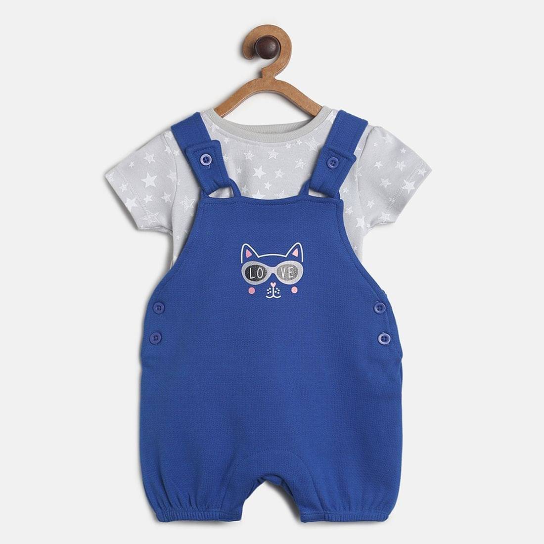     			MINI KLUB Pack of 1 Baby Girls Cotton Dungaree Sets ( Blue )
