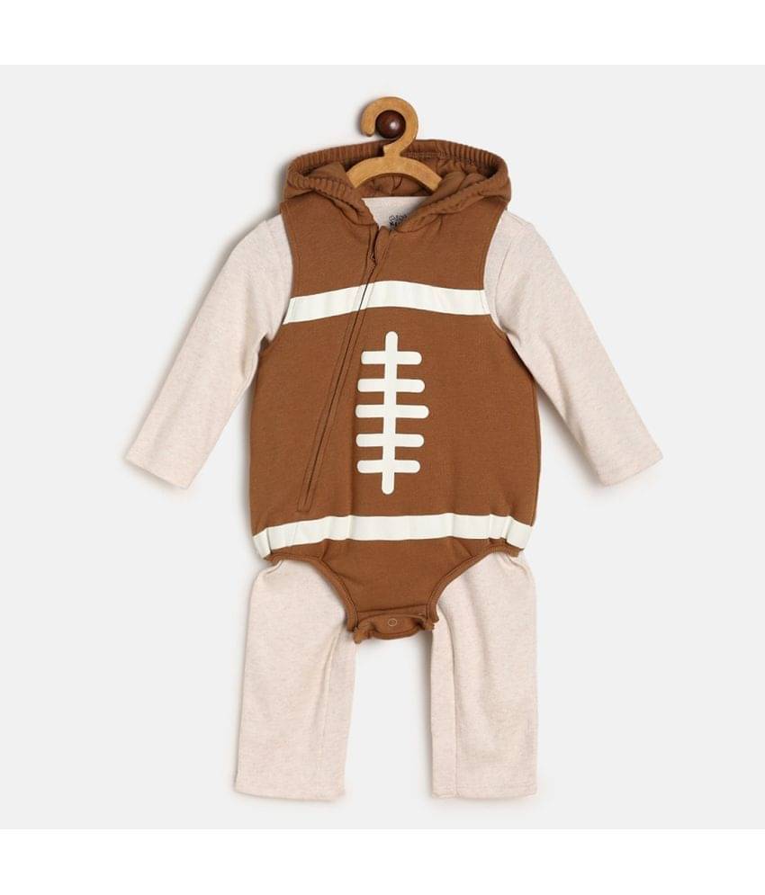     			MINI KLUB Pack of 1 Baby Boys Cotton Bodysuit & Jogger Set ( Brown )