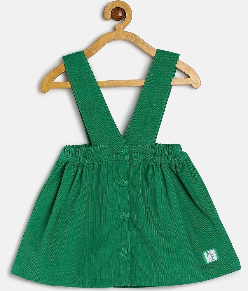 MINI KLUB Pack of 1 Baby Girls Cotton Dungaree Sets ( Green )