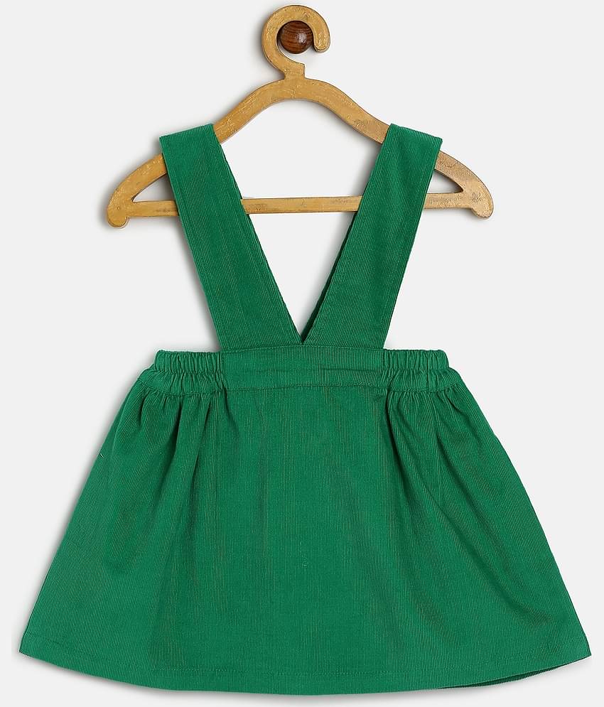 MINI KLUB Pack of 1 Baby Girls Cotton Dungaree Sets ( Green )