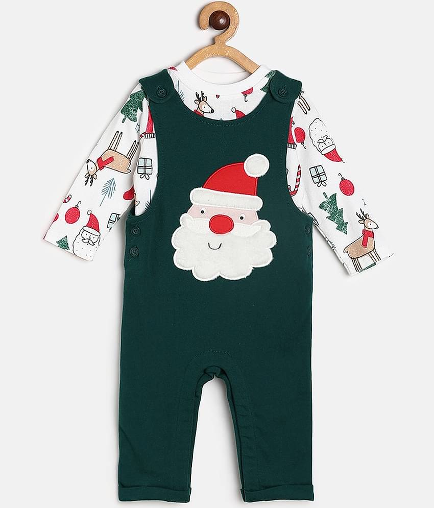 MINI KLUB Pack of 1 Baby Boys Cotton Dungaree Sets ( Green )