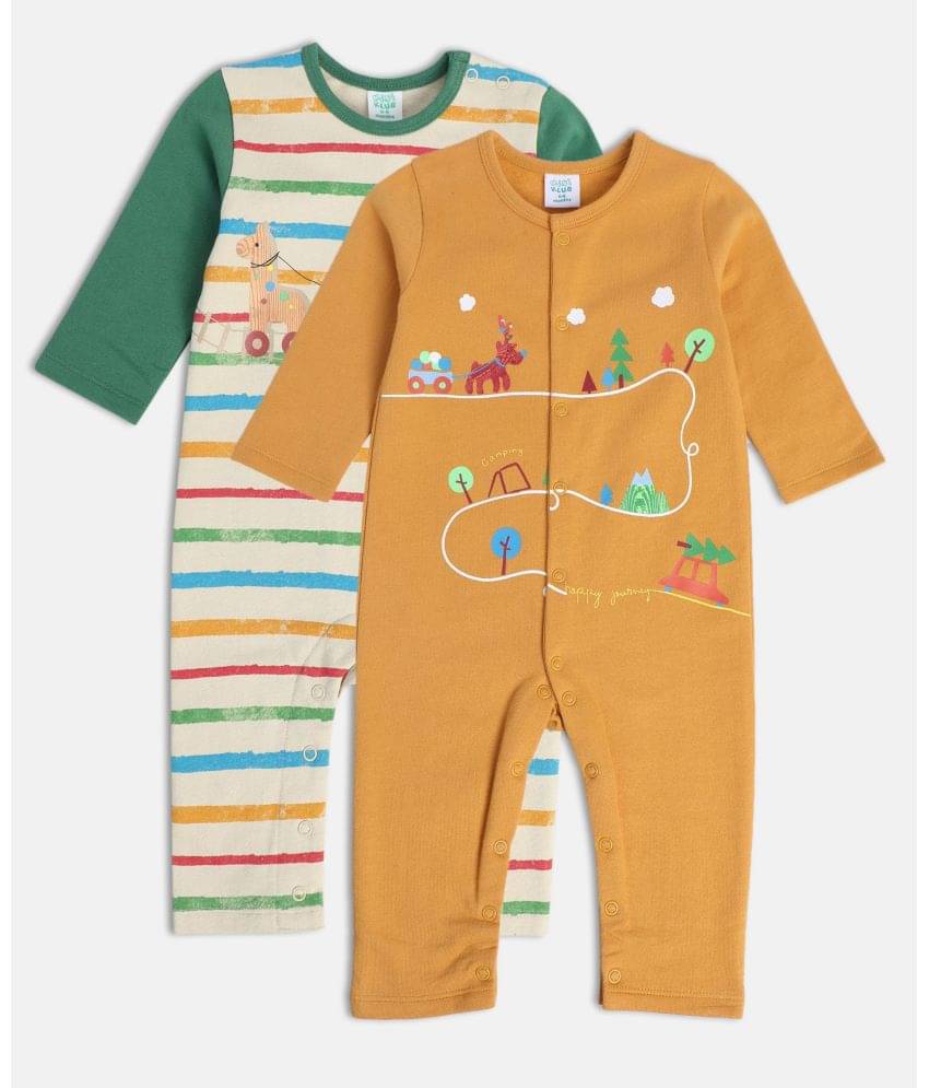     			MINI KLUB - Multi Color Cotton Blend Rompers For Baby Boy ( Pack of 2 )