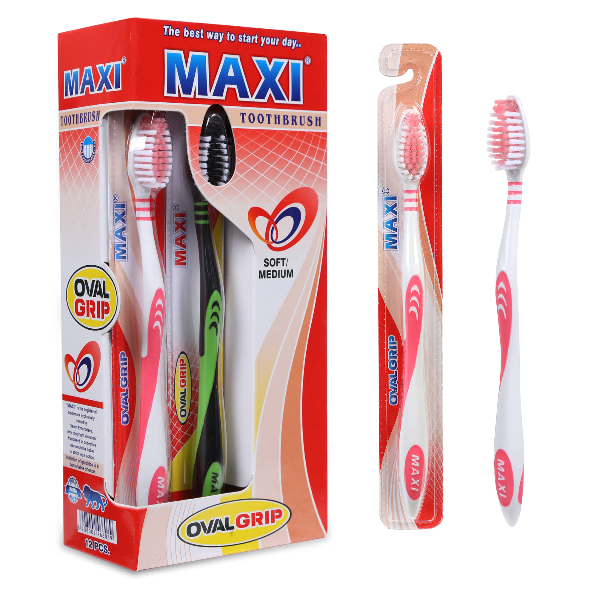 Maxi Ovalgrip Soft Toothbrush(Pack Of 12)