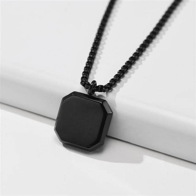 Men's Jewellery Black Silver Chain For Men Boys Geometric Stainless Steel Black Locket Pendant Necklace Chain For Men Boys Anniversary Gift For Husband Gift Chains Men's Jewellery Black Silver Chain For Men Boys Geometric Stainless Steel Black Locket Pendant Necklace Chain For Men Boys Anniversary Gift For Husband Gift Chains