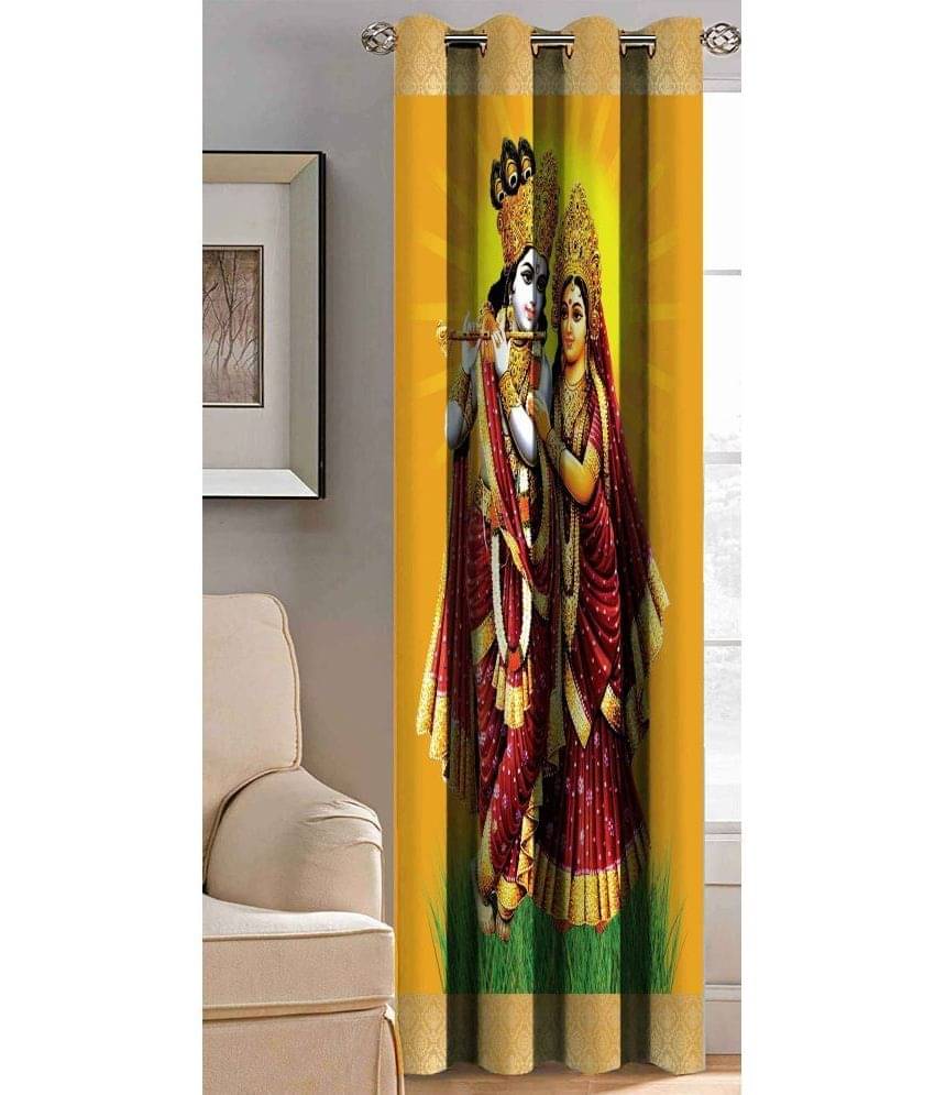 N2C Home Ethnic Semi-Transparent Eyelet Curtain 9 ft ( Pack of 1 ) - Yellow     			N2C Home Ethnic Semi-Transparent Eyelet Curtain 9 ft ( Pack of 1 ) - Yellow