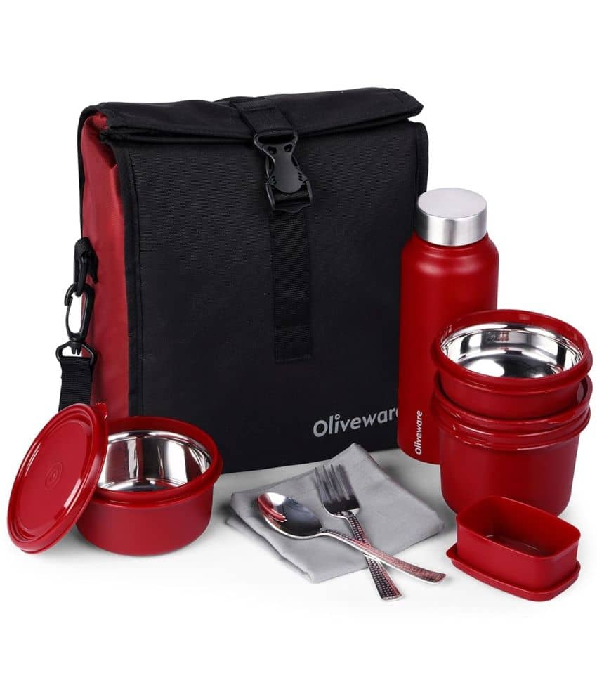 Oliveware Elite Pro Stainless Steel Lunch Box 3 Container (Pack of 1)
