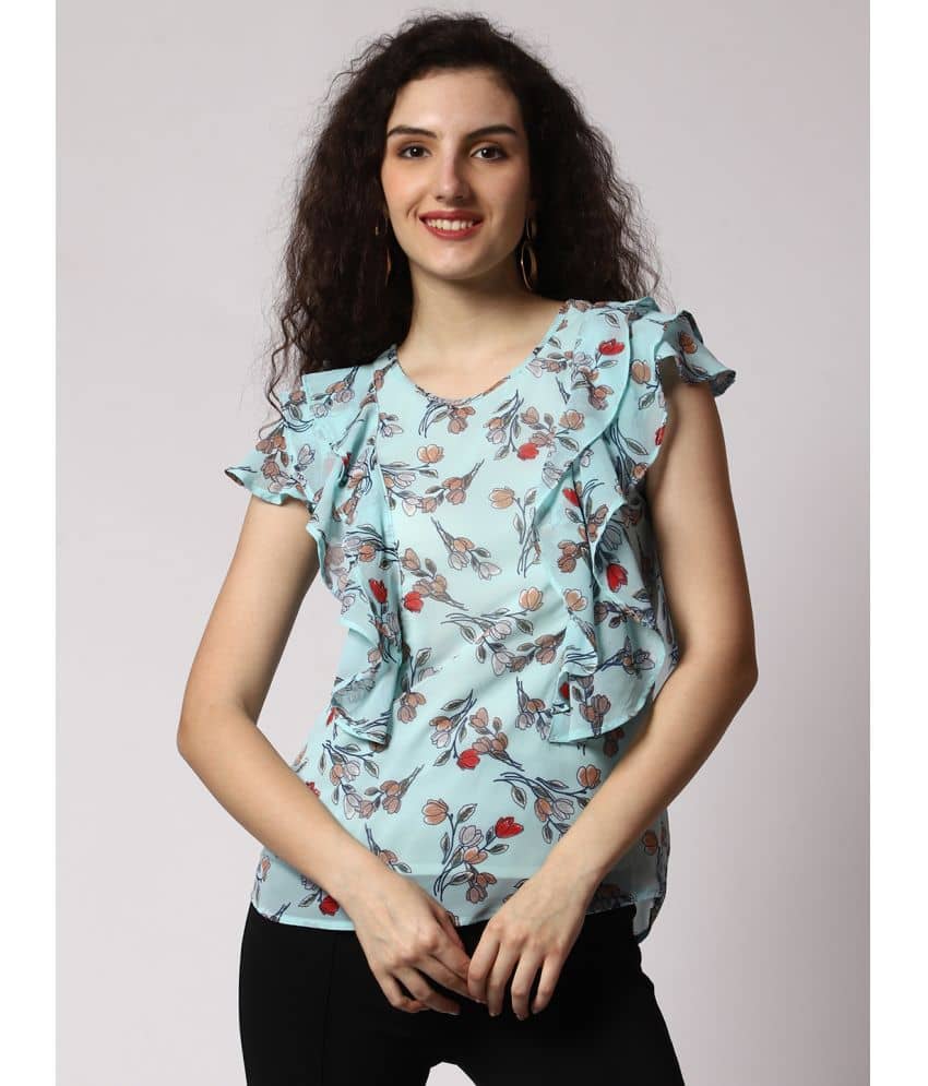 Prettify Women's Georgette Regular Top ( Blue )