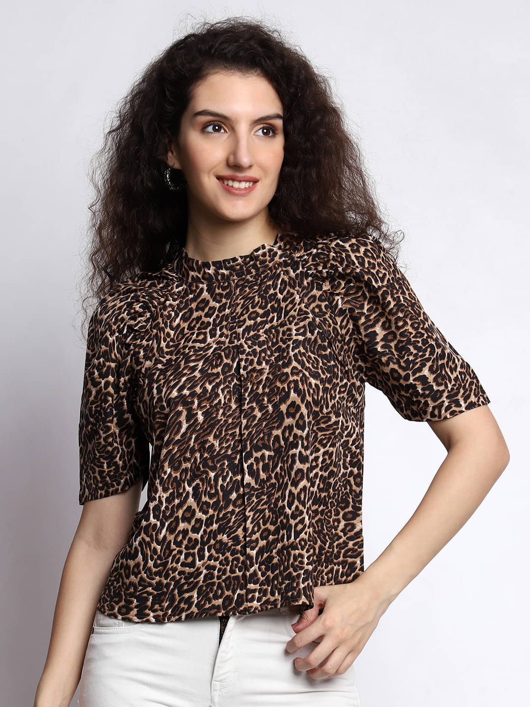 Prettify Women's Crepe Regular Top ( Brown ) Prettify Women's Crepe Regular Top ( Brown )