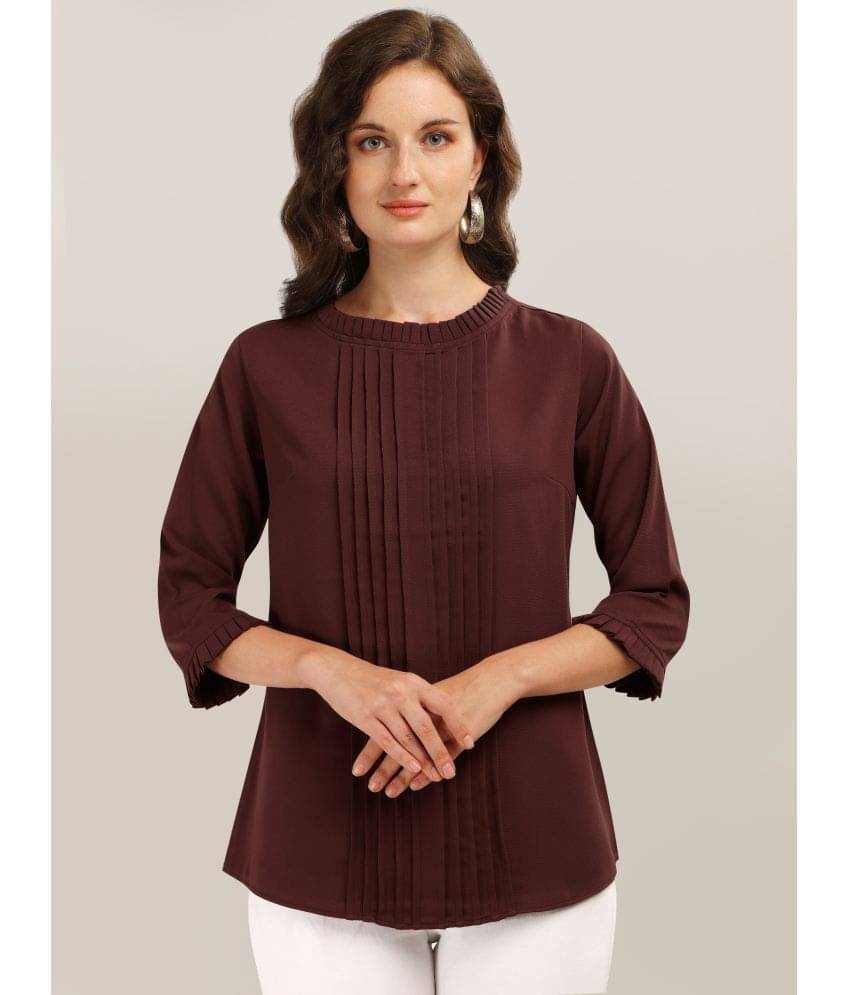 Prettify Women's Polyester Regular Top ( Brown ) Prettify Women's Polyester Regular Top ( Brown )