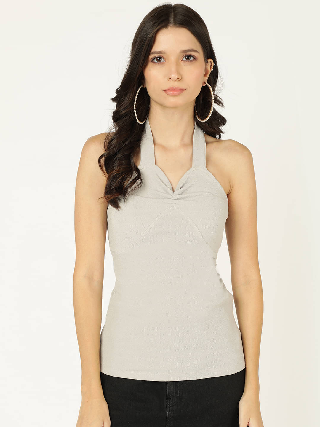 Prettify Women's Cotton Blend Regular Top ( Grey ) Prettify Women's Cotton Blend Regular Top ( Grey )